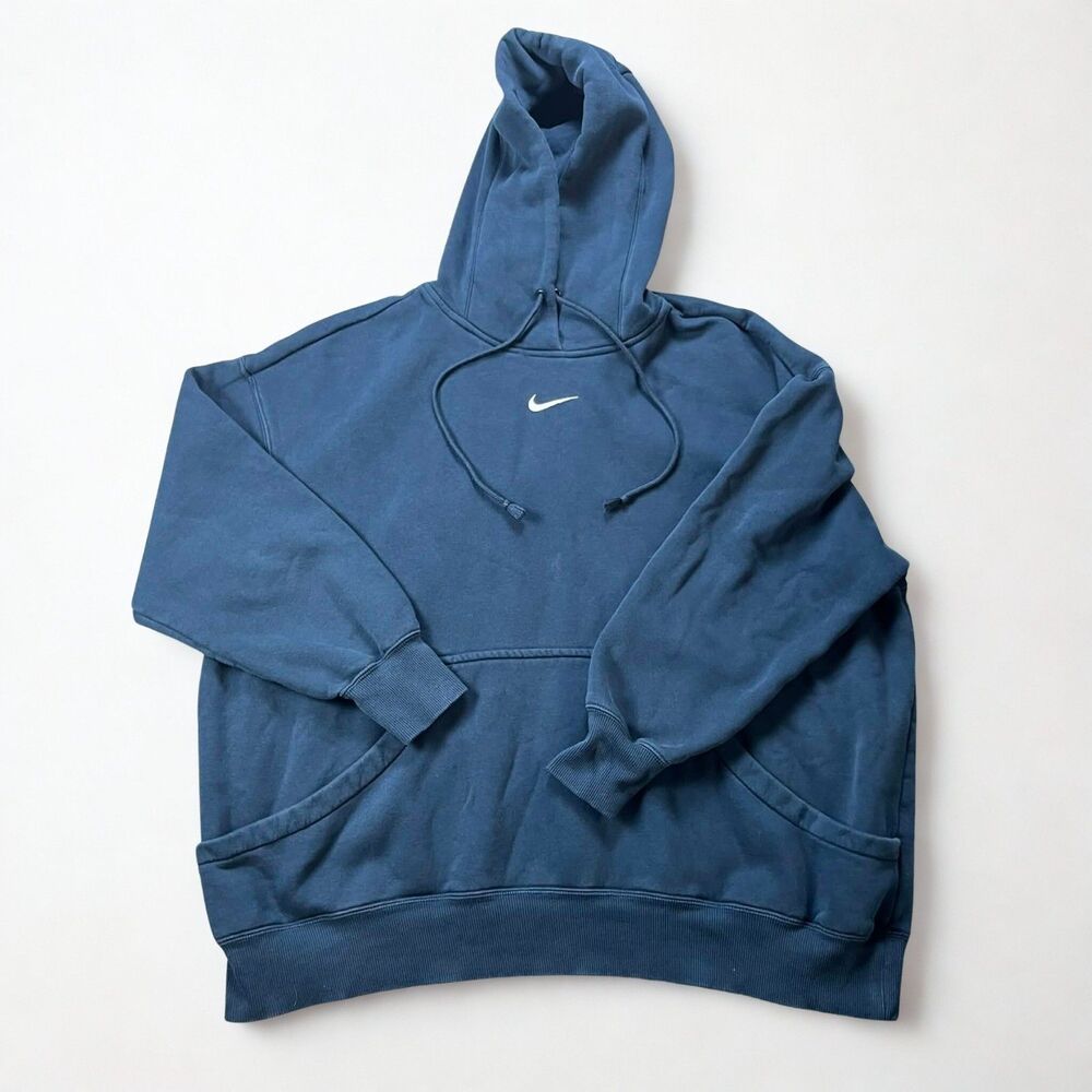Nike Hoodie Men XL Center Swoosh Pullover Blue Travis Scott Style Oversized
